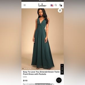 Lulus Easy To Love You Emerald Green Twist-Front Dress with Pockets Large
